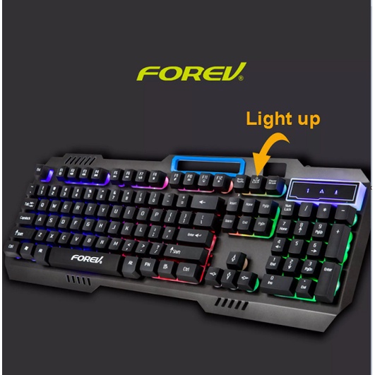 Bộ bàn phím kèm chuột cổng USB Led RGB 7 Màu Ấn Tượng cực đẹp - Bàn phím Giả Cơ có chỗ đỡ điện thoại chơi game