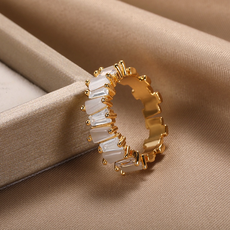 Nhẫn Đính Đá Zircon Thời Trang Hàn Quốc Cá Tính Cho Nữ