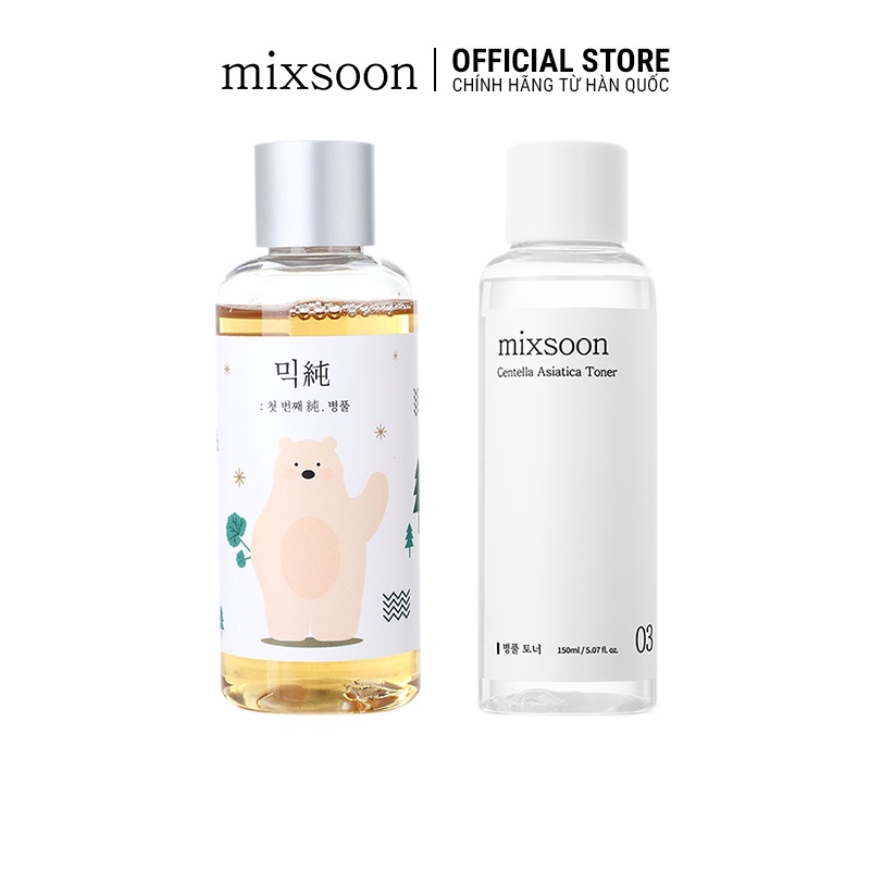 Combo Centella Mixsoon Nước cân bằng da Centella Asiatica Toner 150ml + Tinh chất Soondy Centella Asiatica Essence 100ml