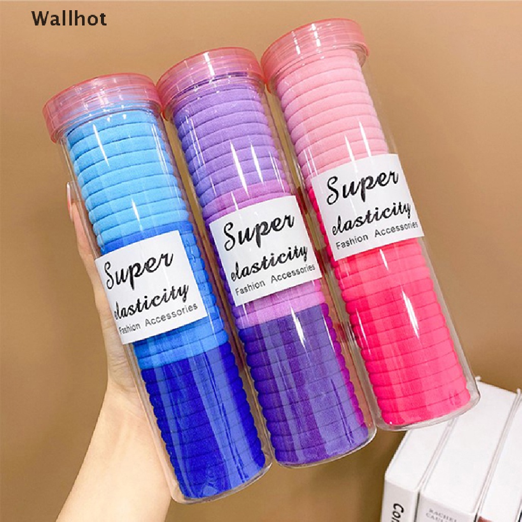 Bộ 30 Dây Buộc Tóc Cao Su Co Giãn Màu Trơn Dễ Thương Cho Bé Gái