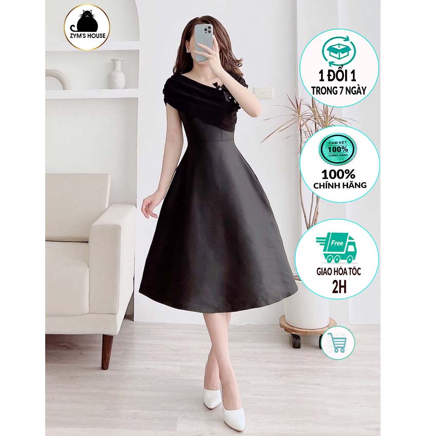 Váy dự tiệc chất liệu Tafta cài hoa ngực sang trọng ZYM'S HOUSE K1399, K1400