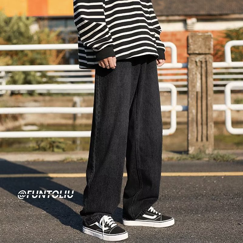 Quần jeans Dài Dáng Rộng Phong Cách Thời Trang Hàn Quốc Cho Nam Giới Size S-3XL