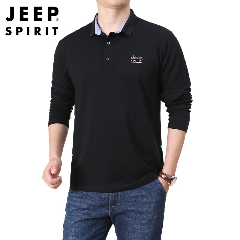 JEEP Áo Thun POLO Dài Tay Chất Liệu Cotton Cao Cấp Thời Trang Dành Cho Nam