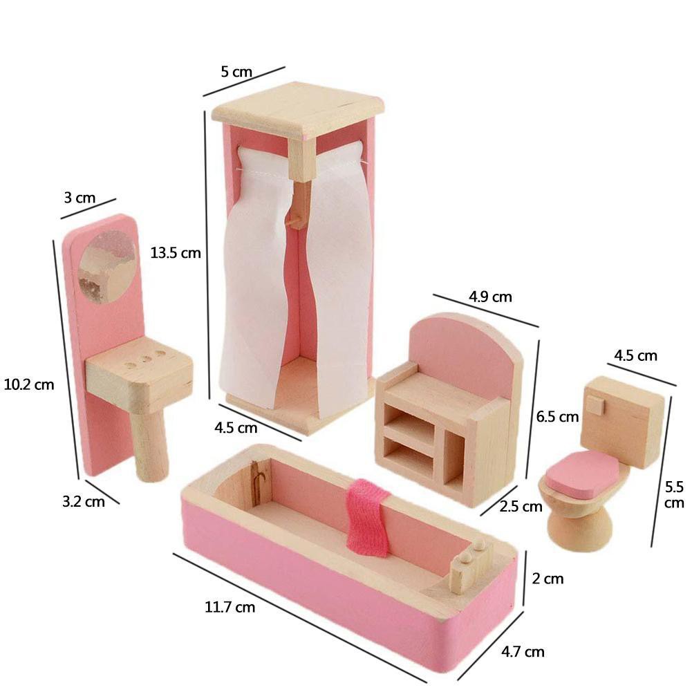 Set 6 Mô Hình Nội Thất Bằng Gỗ Trang Trí Nhà Búp Bê