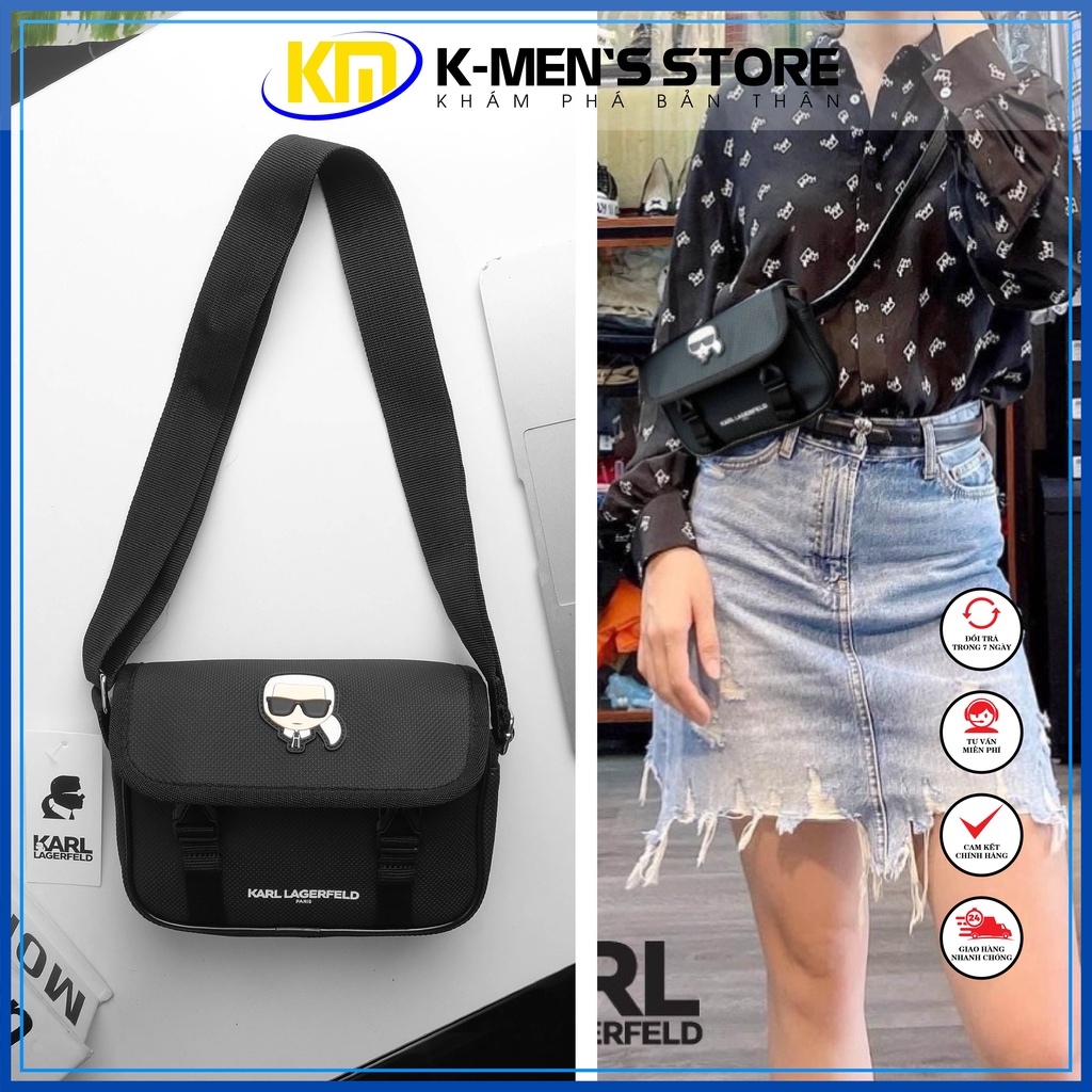 Túi đeo chéo Unisex thời trang cao cấp KARL LAGEFIELD Túi đeo vai mini form ngang thời trang da si chống nước - KM STORE