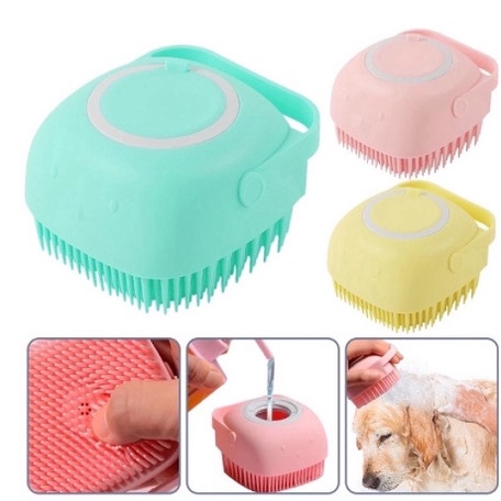 Bàn chải tắm chó mèo silicone massage tạo bọt