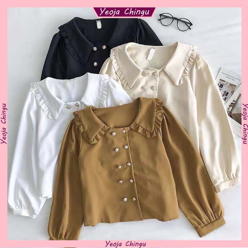 Áo Cánh Phi Hành Đoàn Nhỏ!! Bloni Áo Sơ Mi Nữ Phong Cách Hàn Quốc Mới Nhất Vừa Vặn Với XXL Chất Liệu MOSCREPE