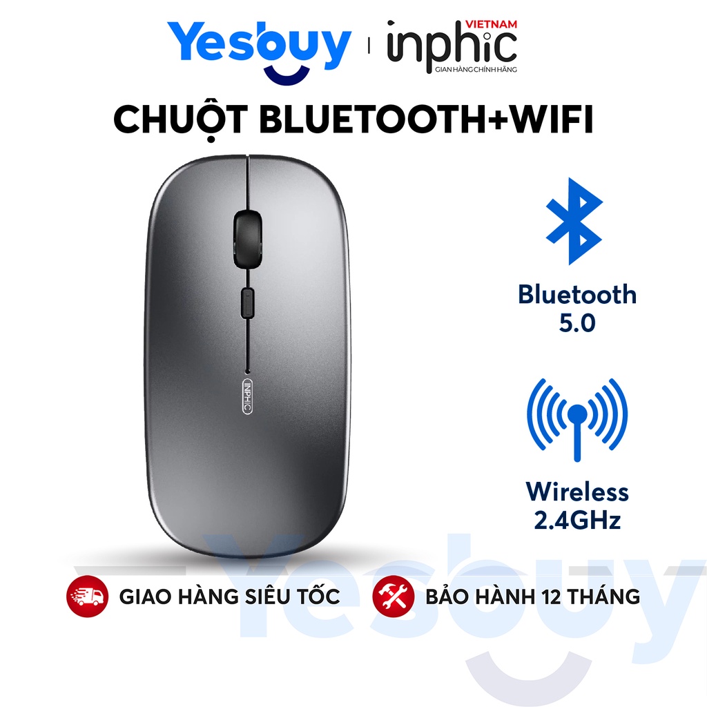 Chuột Văn Phòng Bluetooth + Wifi Phong Cách laptop táo Cho Tất Cả Các Dòng Máy Tính,Smart TV,TV box,... INPHIC PM1BS
