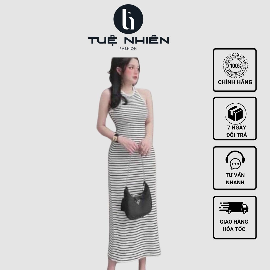 Váy body sọc ngang, đầm body xát nách tôn dáng, siêu quyến rũ - Tuệ Nhiên - Fashion