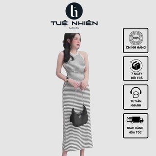 Váy body sọc ngang, đầm body xát nách tôn dáng, siêu quyến rũ - Tuệ Nhiên - Fashion