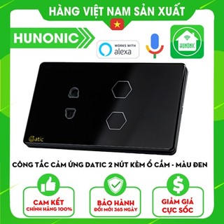 Công Tắc Thông Minh Kèm Ổ Cắm DATIC Đen│Công Tắc Cảm Ứng Đế Âm Chữ Nhật