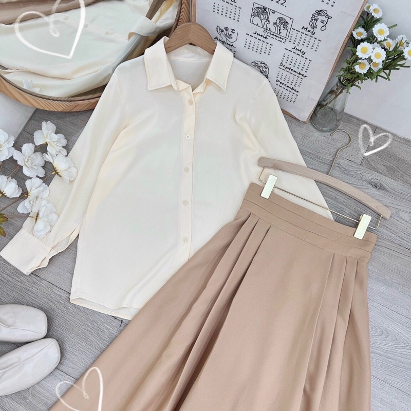 Set áo lụa + chaâ váy xòe dài