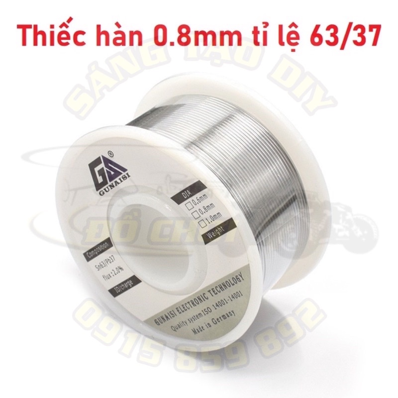 Thiếc hàn 0.8mm tỉ lệ 63/37 cuộn 50g / 100g mối hàn đẹp bóng, dễ nóng chảy