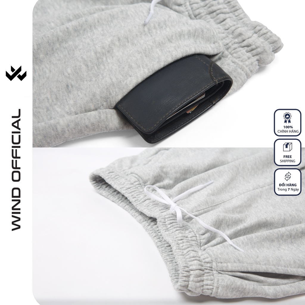 Quần jogger ống rộng WIND unisex dây rút bo chun 3 LINE overszie nam nữ ulzzang