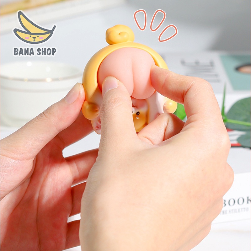 Đồ trang trí văn phòng để bàn xe oto mông cao su thú động vật heo mèo gấu chó mềm đàn hồi bóp được