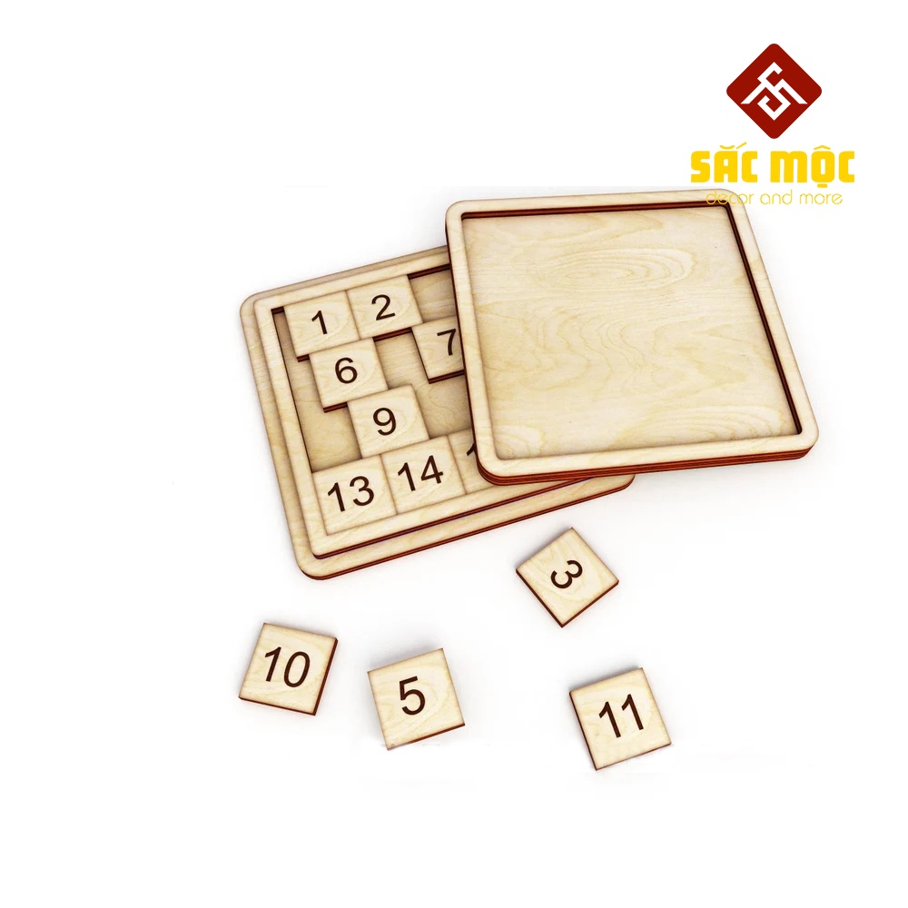 Đồ chơi #3 bảng gỗ trượt ghép số thông minh luyện tư duy logic cho bé Size 120*120*6 mm
