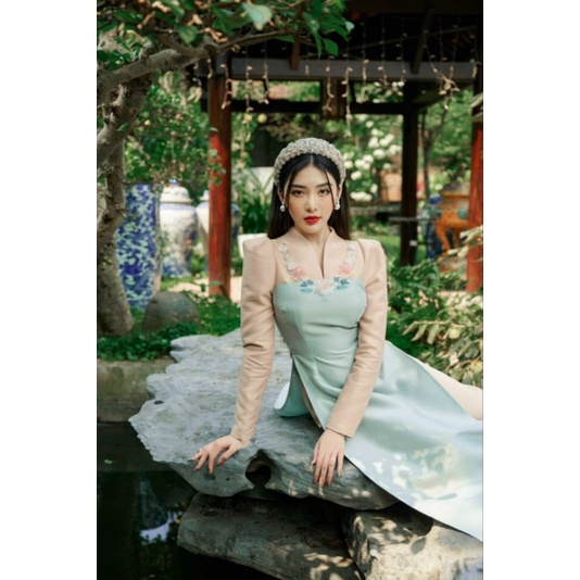 🥰 Sets Áo dài gia đinh cách tân tết cao cấp nổi bất hàng đính kết thiết kế giá sỉ