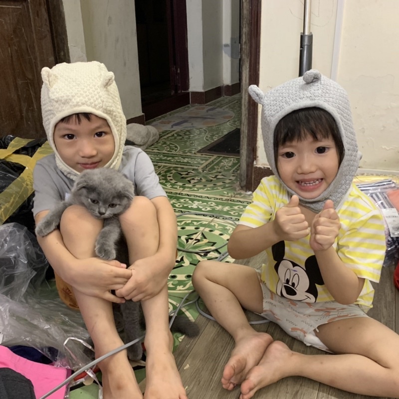 Mũ len trùm tai gấu HM