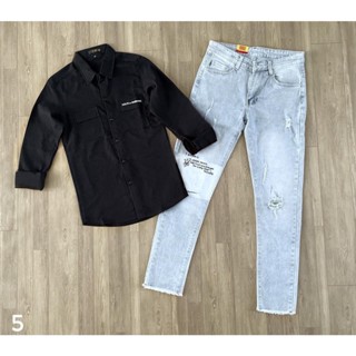 quần bò nam Đen dài, thêu logo đặc sắc, rách nhẹ khóa kéo lệch, phong cách trẻ trung 2022, giá rẻ