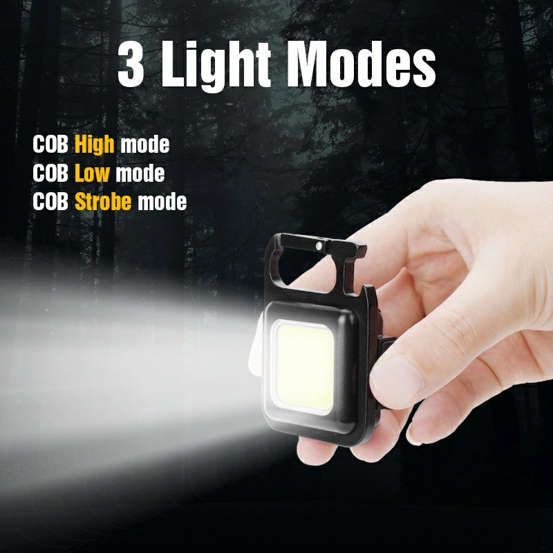 Đèn Led Siêu Sáng COB Mini 800 Lumens Pin Sạc 4 Chế Độ Đèn, Đèn Pin Siêu Sáng Chống Nước Vỏ Thép Đen Có Móc Khóa MKS070 | BigBuy360 - bigbuy360.vn