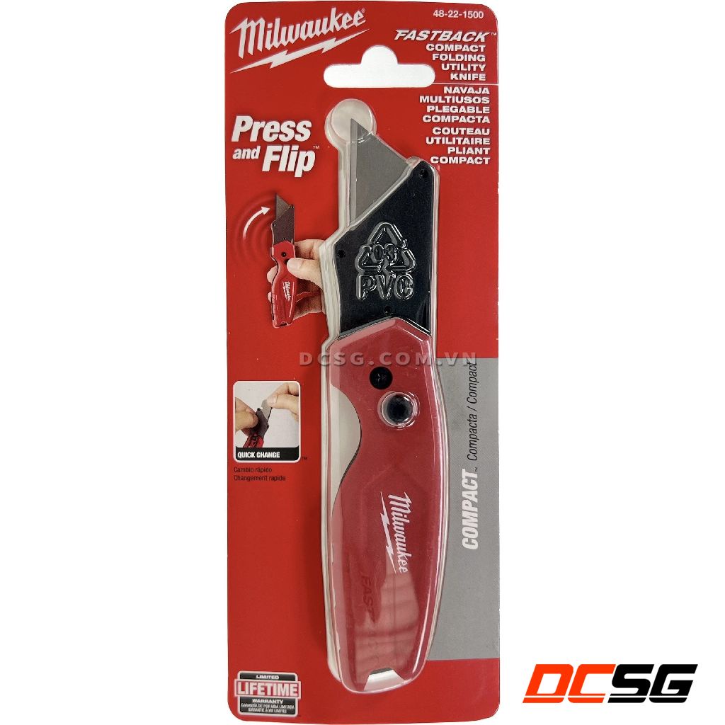 Dao tiện ích gấp gọn bằng thép FASTBACK Milwaukee 48-22-1500X | DCSG