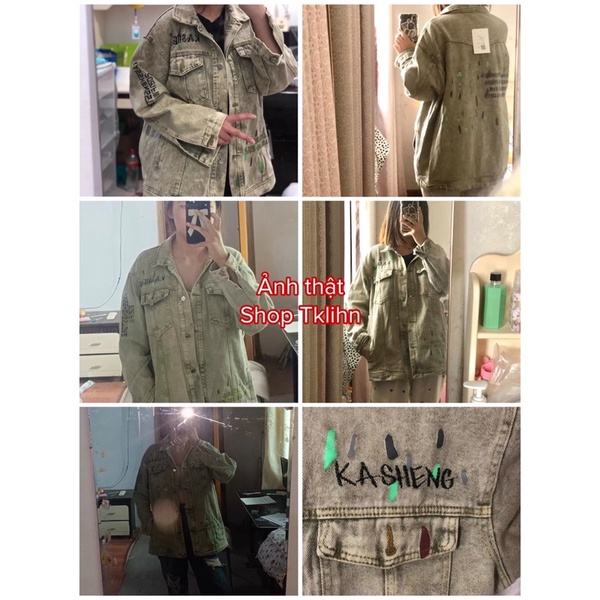 TKLIHN Áo khoác JEANS ulzzang LOANG MÀU VẢY SƠN phong cách UNISEX ĐỘC LẠ FASHIONITA 2022