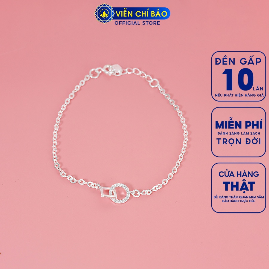 Lắc tay bạc nữ vuông tròn chất liệu bạc 925 thời trang phụ kiện trang sức nữ Viễn Chí Bảo L400719