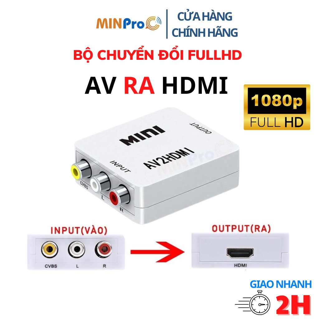 Bộ chuyển đổi AV ra HDMI MINPRO chuyển đổi âm thanh quang học Full HD 1080 giá rẻ