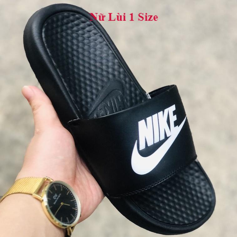 Dép unisex 𝐍𝐈𝐊𝐄 ❤️FREESHIP + Hộp❤️ dép quai ngang thể thao nam nữ mk in 𝐍𝐈𝐊𝐄-𝐁𝐚𝐧𝐚𝐬𝐬𝐢, Đen Logo Trắng