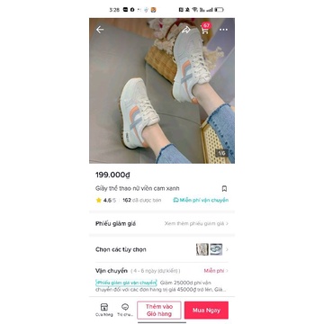 Giầy thể thao nữ phối viền cam và xanh