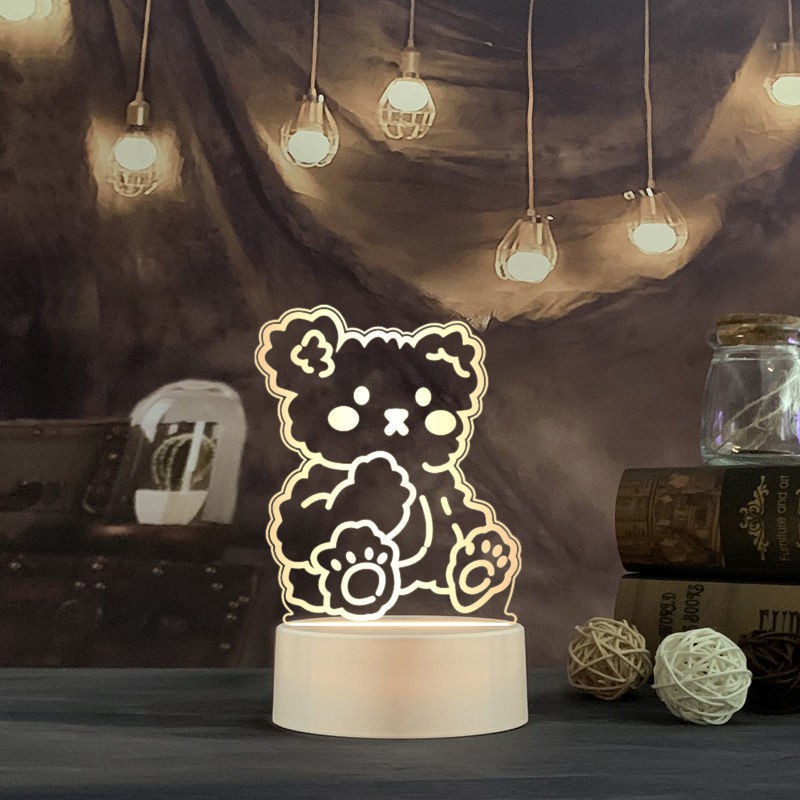 Đèn Led 3D Thegioipuzzle  hình gấu dễ thương làm trang trí, quà tặng độc đáo