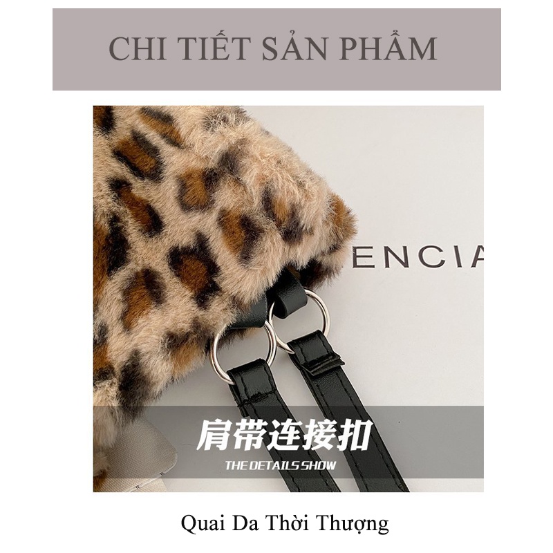 Túi Tote Lông Thú Họa Tiết Da Beo Kèm Quai Đeo Da PU Đang Siêu Hot Tại Thị Trường Nội Địa Trung