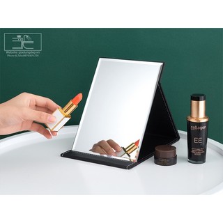 Gương gập mini, Da đen bỏ túi - Gương trang điểm - Gương để bàn - Gương bàn phấn - Gương mini - Gương lược - Gương soi
