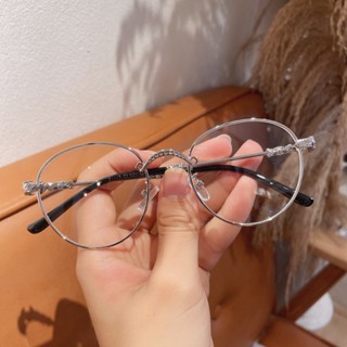 Kính giả cận, Gọng kính cận Chrome Heart kim loại titan tròn to 21107  chống ánh sáng xanh, UV400 Jolie eyewear