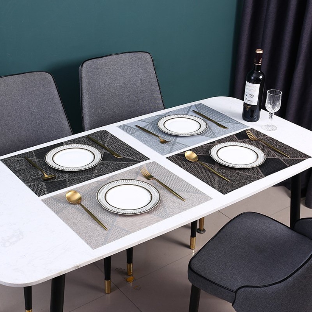 Tấm Lót Bàn Ăn Notion Placemat Hình Chữ Nhật PVC Cao Cấp Họa Tiết Viền Chéo Sang Trọng Phong Cách Ch