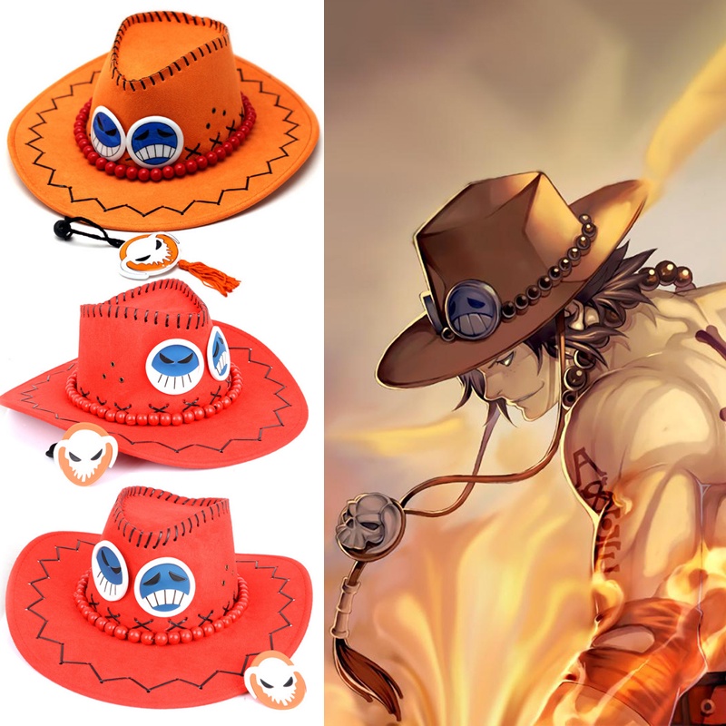 One Piece Portgas D Ace Hats Anime Cosplay Cowboy Cap for Kids Adult Gifts