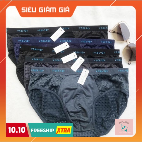 Set 2 Quần Lót Nam Muji Lưới Nhật Thông Hơi Cao Cấp Quần Sịp Tam Gíac Chất Liệu Thun Lạnh Kháng Khuẩn