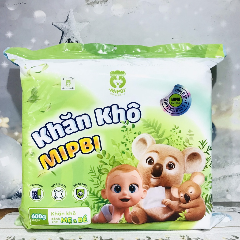 HÀNG CHÍNH HÃNG Khăn khô đa năng Mipbi 600gram,900gr an toàn cho bé MỀM MIN NHƯ LÀN DA EM BÉ