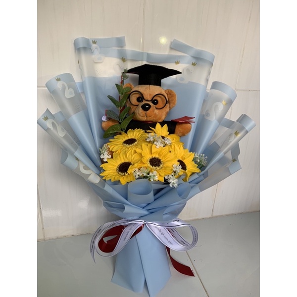 Bó hoa gấu tốt nghiệp cử nhân 🎓 5 bông hướng dương