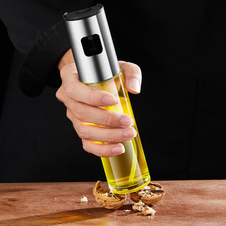Bình Xịt Dầu Ăn Chất Liệu Thủy Tinh Tiện Lợi Sử Dụng Dung Tích 100ml Thiết Kế Nắp inox Sáng Bóng Cao Cấp