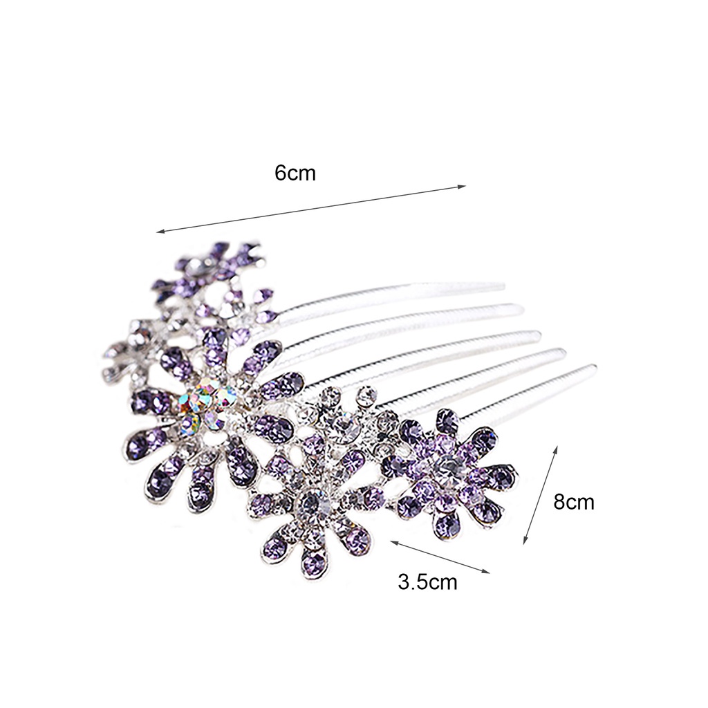 Trâm cài tóc mặt hình bông hoa đính đá thời trang cho nữ