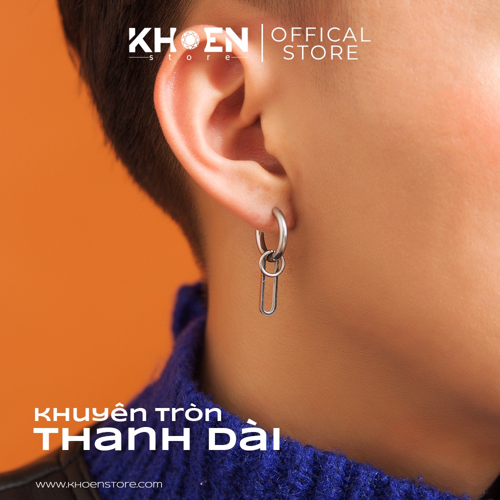 Khuyên tròn thanh dài nam - Thép không gỉ - Khoen Store