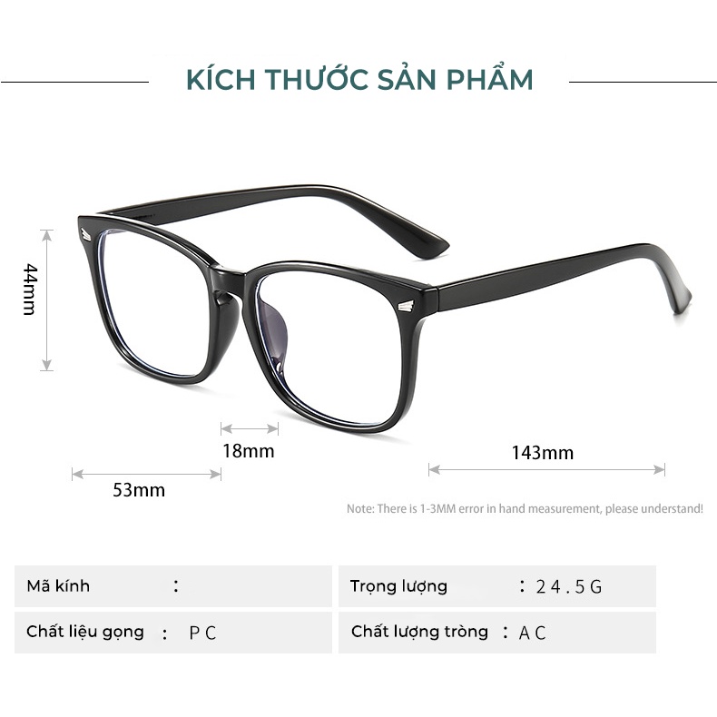 Kính Chống Ánh Sáng Xanh Gọng Vuông AORON Dành Cho Nam Và Nữ Chống Nhức Mỏi Mắt Hạn Chế Cận Thị-AK075