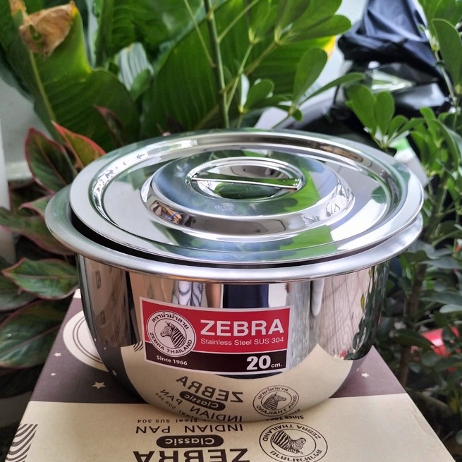Thố Inox có nắp Zebra, 18cm -170018 - 1 Đáy Loại Dày, Inox 304 nhập khẩu Thái Lan