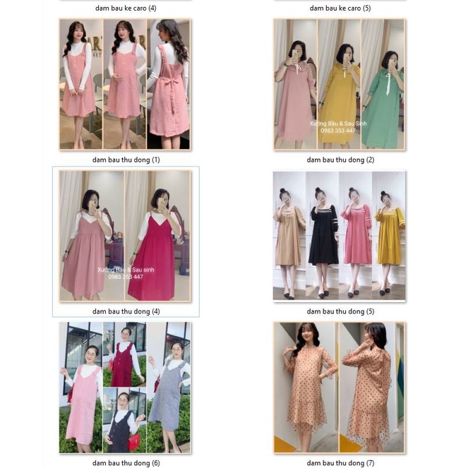 Váy đầm bầu thu đông suông M2401 chất đũi mịn, đi làm đi chơi đều xinh, diện hết thai kỳ