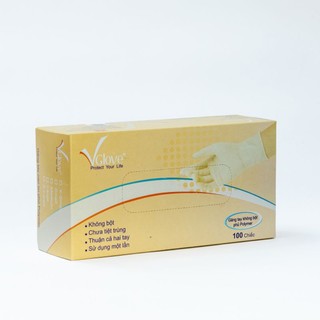 Găng tay không bột Vglove size M hộp 100 chiếc