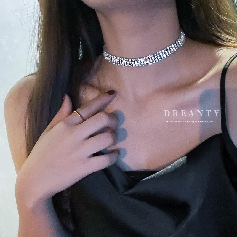 Dây Chuyền Đính Kim Cương Nhân Tạo Phong Cách Hàn Quốc Thời Trang