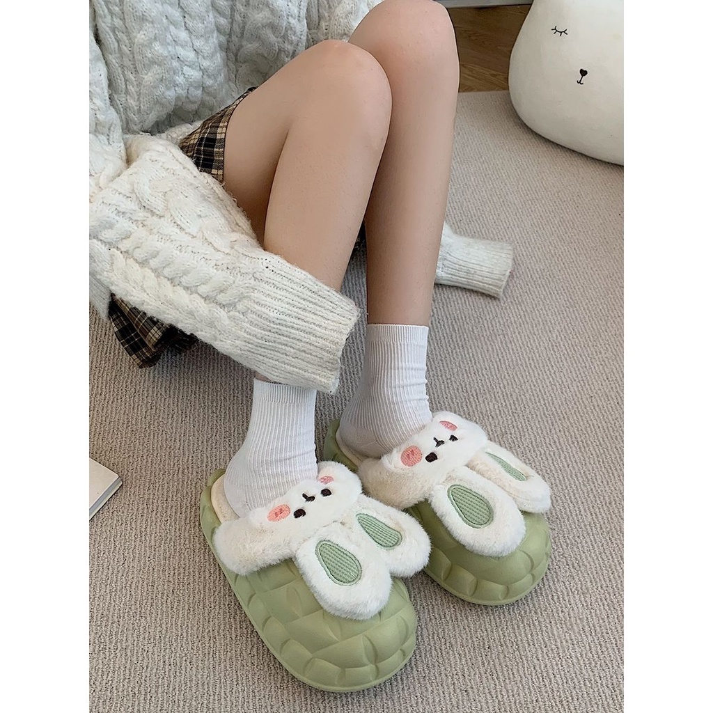 Dép Bông Đi Trong Nhà Chống Trượt Hình Thỏ Dễ Thương Thời Trang Thu Đông 2022 Cho Bạn Gái