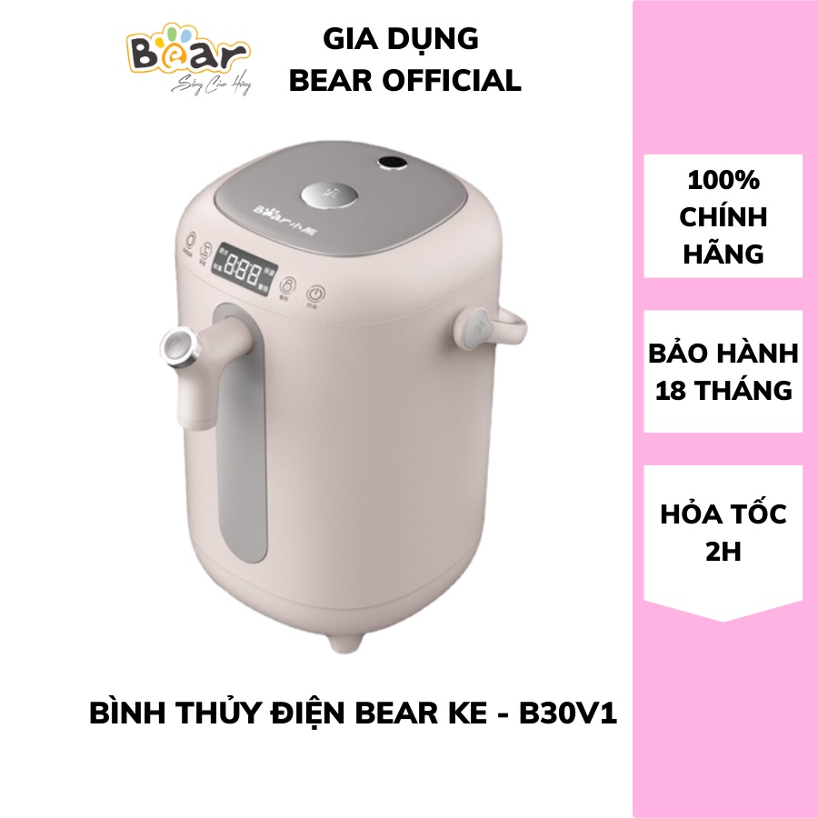 Bình đun nước thủy điện thông minh Bear ZDH-H30B1 3L,Ấm nấu nước sôi cầm tay, có tính năng khử clo và khoá trẻ em an toà