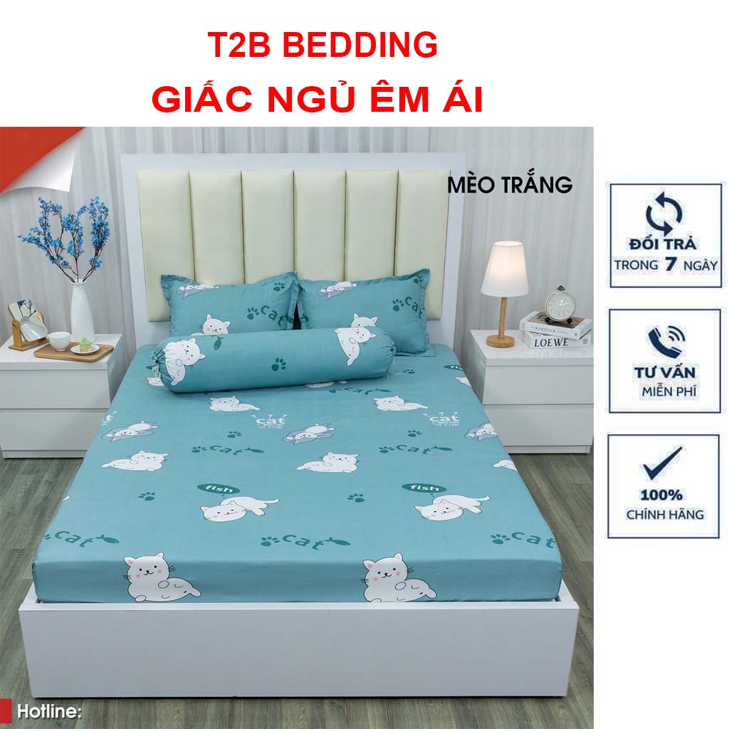 Bộ ga gối bo chun cotton poly 1m6/1m8 x 2m (bo chun miễn phí 10cm), nhiều mẫu, chất liệu Bền đẹp